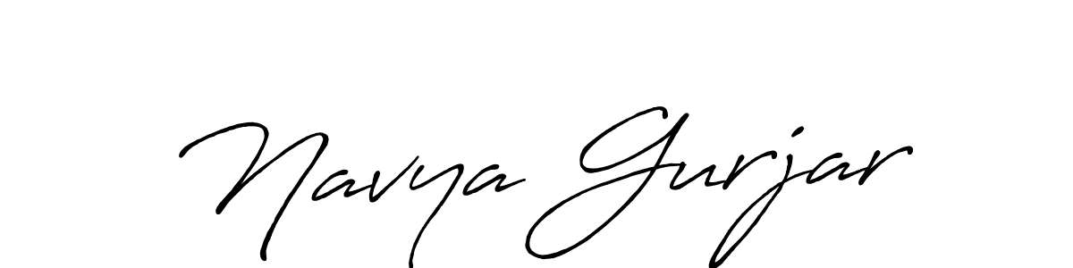 How to make Navya Gurjar name signature. Use Antro_Vectra_Bolder style for creating short signs online. This is the latest handwritten sign. Navya Gurjar signature style 7 images and pictures png