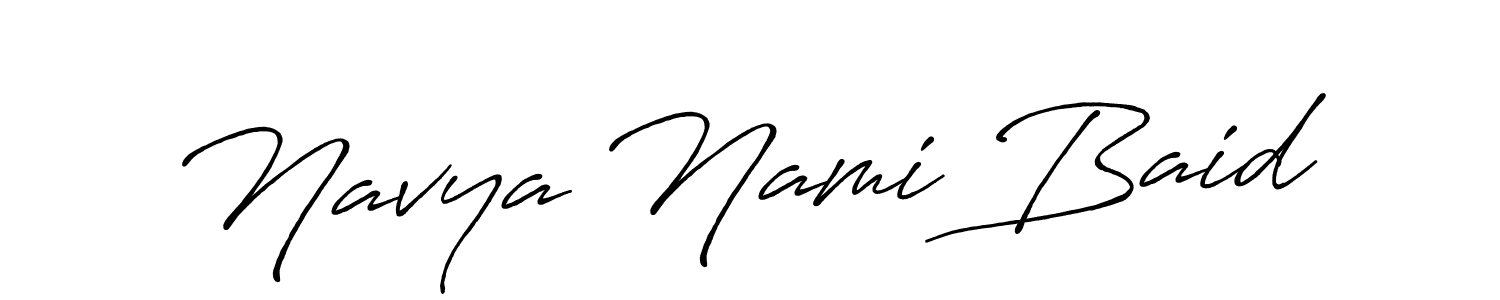 You should practise on your own different ways (Antro_Vectra_Bolder) to write your name (Navya Nami Baid) in signature. don't let someone else do it for you. Navya Nami Baid signature style 7 images and pictures png