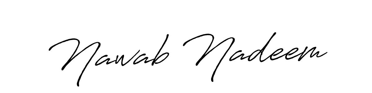 How to make Nawab Nadeem name signature. Use Antro_Vectra_Bolder style for creating short signs online. This is the latest handwritten sign. Nawab Nadeem signature style 7 images and pictures png