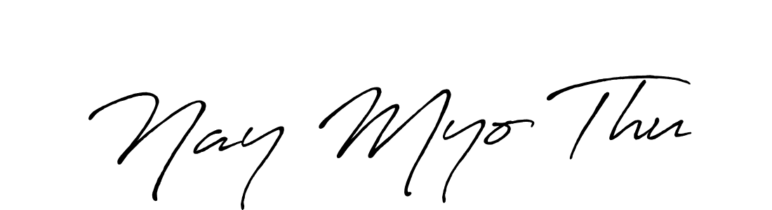 Use a signature maker to create a handwritten signature online. With this signature software, you can design (Antro_Vectra_Bolder) your own signature for name Nay Myo Thu. Nay Myo Thu signature style 7 images and pictures png