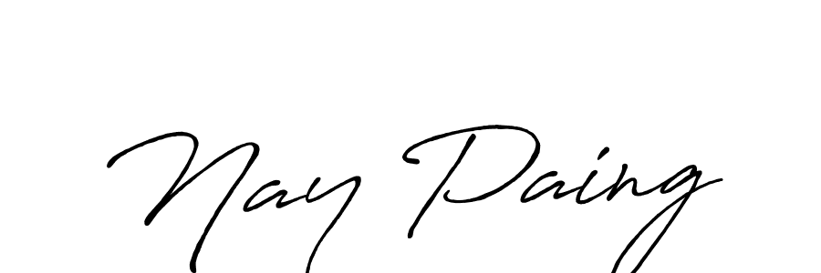 Similarly Antro_Vectra_Bolder is the best handwritten signature design. Signature creator online .You can use it as an online autograph creator for name Nay Paing. Nay Paing signature style 7 images and pictures png