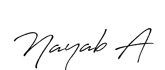 How to make Nayab A name signature. Use Antro_Vectra_Bolder style for creating short signs online. This is the latest handwritten sign. Nayab A signature style 7 images and pictures png