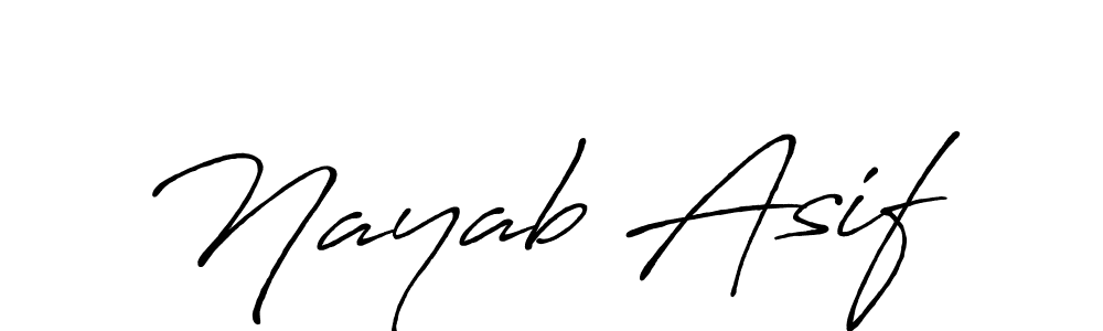 Use a signature maker to create a handwritten signature online. With this signature software, you can design (Antro_Vectra_Bolder) your own signature for name Nayab Asif. Nayab Asif signature style 7 images and pictures png