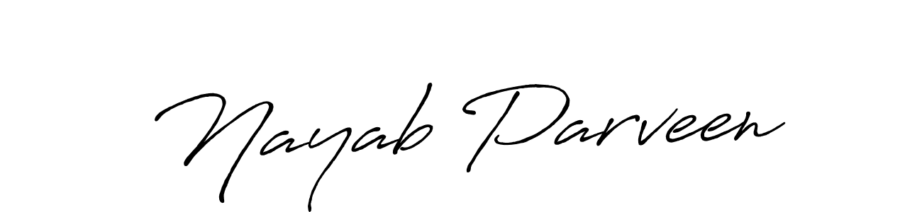 How to make Nayab Parveen name signature. Use Antro_Vectra_Bolder style for creating short signs online. This is the latest handwritten sign. Nayab Parveen signature style 7 images and pictures png