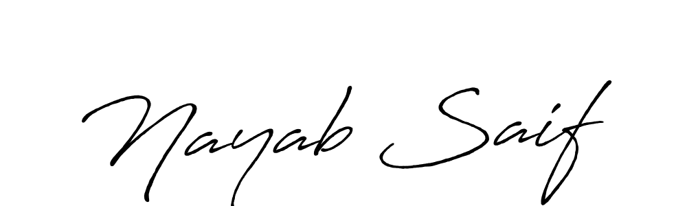 Design your own signature with our free online signature maker. With this signature software, you can create a handwritten (Antro_Vectra_Bolder) signature for name Nayab Saif. Nayab Saif signature style 7 images and pictures png