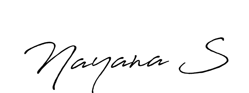 Similarly Antro_Vectra_Bolder is the best handwritten signature design. Signature creator online .You can use it as an online autograph creator for name Nayana S. Nayana S signature style 7 images and pictures png