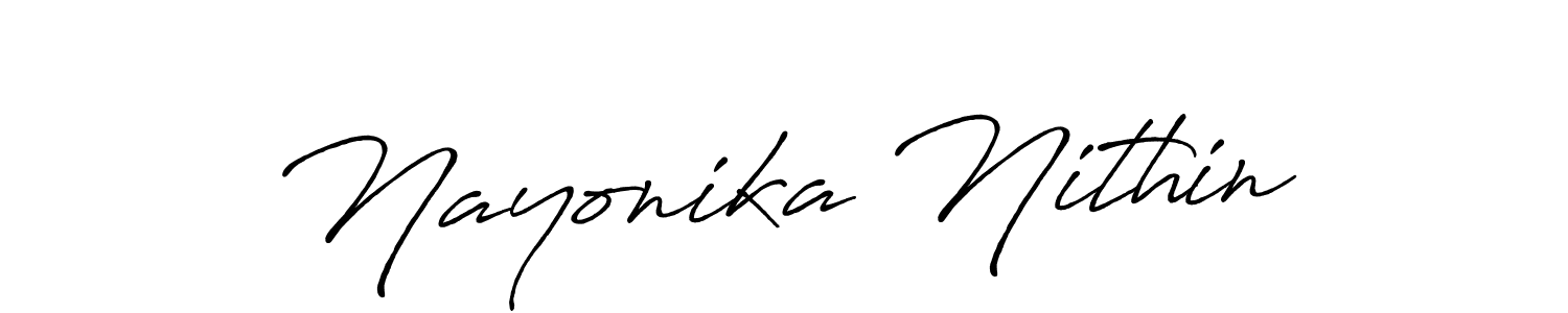 Create a beautiful signature design for name Nayonika Nithin. With this signature (Antro_Vectra_Bolder) fonts, you can make a handwritten signature for free. Nayonika Nithin signature style 7 images and pictures png