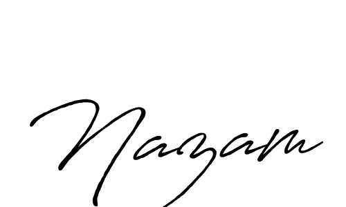 Use a signature maker to create a handwritten signature online. With this signature software, you can design (Antro_Vectra_Bolder) your own signature for name Nazam. Nazam signature style 7 images and pictures png