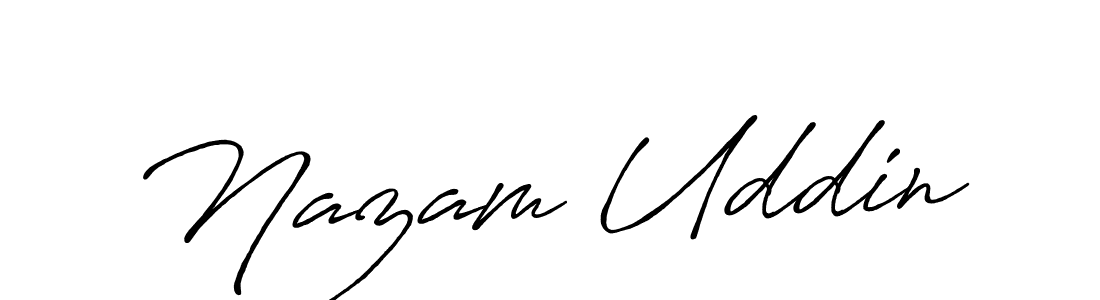 How to make Nazam Uddin name signature. Use Antro_Vectra_Bolder style for creating short signs online. This is the latest handwritten sign. Nazam Uddin signature style 7 images and pictures png