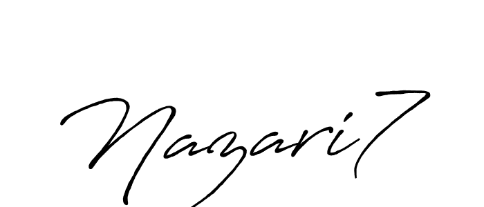 How to make Nazari7 name signature. Use Antro_Vectra_Bolder style for creating short signs online. This is the latest handwritten sign. Nazari7 signature style 7 images and pictures png