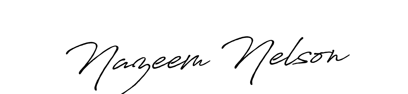 Nazeem Nelson stylish signature style. Best Handwritten Sign (Antro_Vectra_Bolder) for my name. Handwritten Signature Collection Ideas for my name Nazeem Nelson. Nazeem Nelson signature style 7 images and pictures png