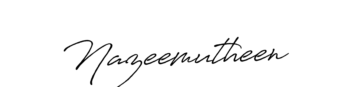 How to make Nazeemutheen name signature. Use Antro_Vectra_Bolder style for creating short signs online. This is the latest handwritten sign. Nazeemutheen signature style 7 images and pictures png