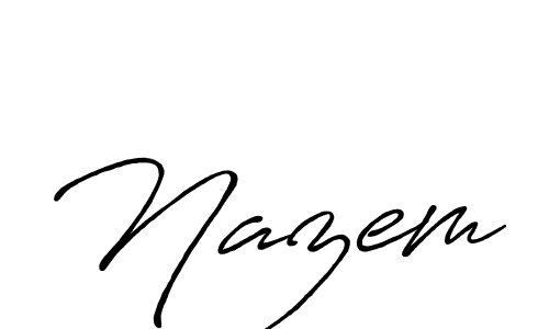 if you are searching for the best signature style for your name Nazem. so please give up your signature search. here we have designed multiple signature styles  using Antro_Vectra_Bolder. Nazem signature style 7 images and pictures png