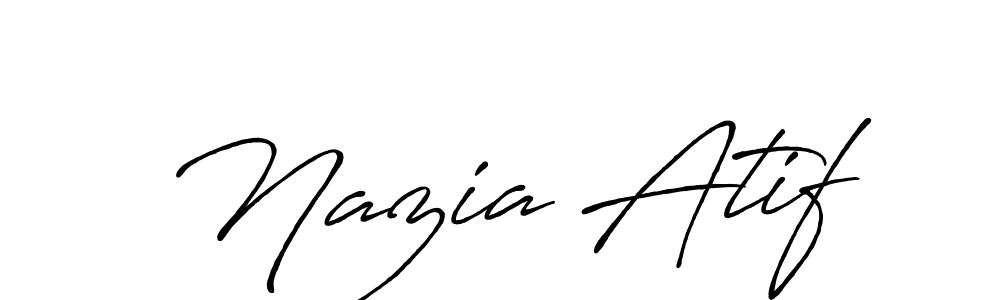 Use a signature maker to create a handwritten signature online. With this signature software, you can design (Antro_Vectra_Bolder) your own signature for name Nazia Atif. Nazia Atif signature style 7 images and pictures png