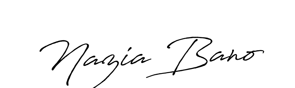 How to make Nazia Bano name signature. Use Antro_Vectra_Bolder style for creating short signs online. This is the latest handwritten sign. Nazia Bano signature style 7 images and pictures png
