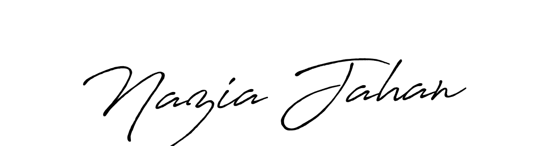 The best way (Antro_Vectra_Bolder) to make a short signature is to pick only two or three words in your name. The name Nazia Jahan include a total of six letters. For converting this name. Nazia Jahan signature style 7 images and pictures png