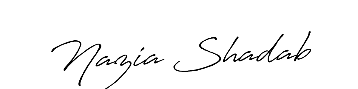 This is the best signature style for the Nazia Shadab name. Also you like these signature font (Antro_Vectra_Bolder). Mix name signature. Nazia Shadab signature style 7 images and pictures png