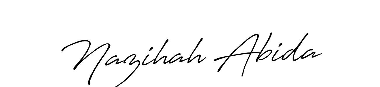 How to make Nazihah Abida name signature. Use Antro_Vectra_Bolder style for creating short signs online. This is the latest handwritten sign. Nazihah Abida signature style 7 images and pictures png