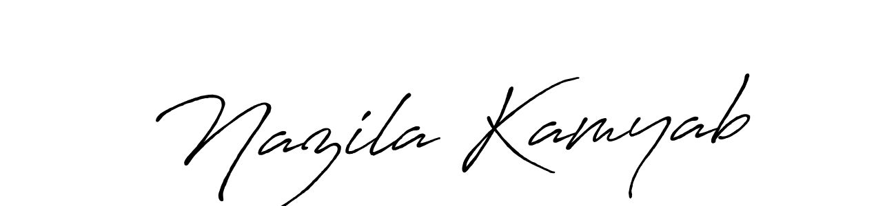 How to make Nazila Kamyab name signature. Use Antro_Vectra_Bolder style for creating short signs online. This is the latest handwritten sign. Nazila Kamyab signature style 7 images and pictures png