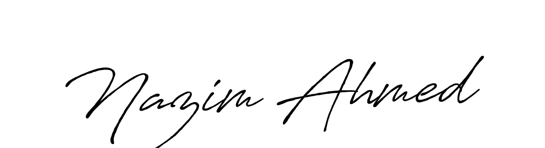 Antro_Vectra_Bolder is a professional signature style that is perfect for those who want to add a touch of class to their signature. It is also a great choice for those who want to make their signature more unique. Get Nazim Ahmed name to fancy signature for free. Nazim Ahmed signature style 7 images and pictures png