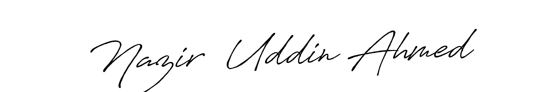 You should practise on your own different ways (Antro_Vectra_Bolder) to write your name (Nazir  Uddin Ahmed) in signature. don't let someone else do it for you. Nazir  Uddin Ahmed signature style 7 images and pictures png