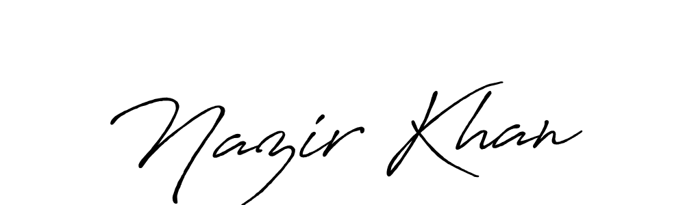 How to make Nazir Khan name signature. Use Antro_Vectra_Bolder style for creating short signs online. This is the latest handwritten sign. Nazir Khan signature style 7 images and pictures png