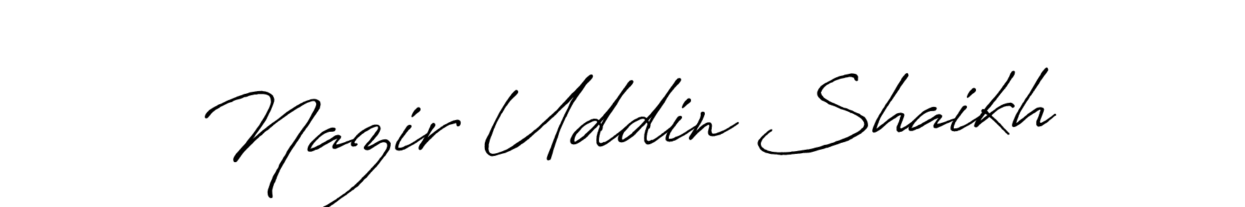 Create a beautiful signature design for name Nazir Uddin Shaikh. With this signature (Antro_Vectra_Bolder) fonts, you can make a handwritten signature for free. Nazir Uddin Shaikh signature style 7 images and pictures png
