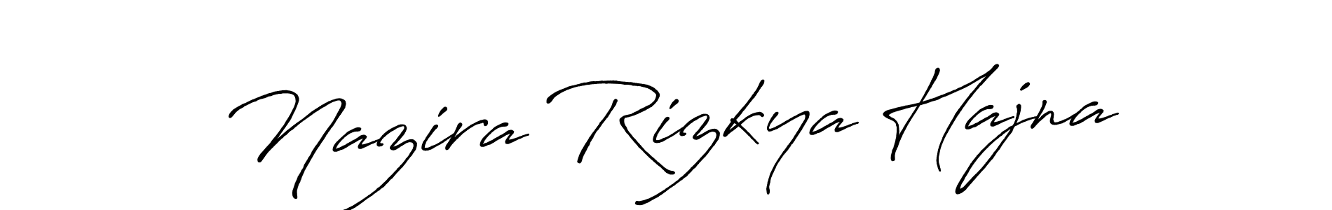 Use a signature maker to create a handwritten signature online. With this signature software, you can design (Antro_Vectra_Bolder) your own signature for name Nazira Rizkya Hajna. Nazira Rizkya Hajna signature style 7 images and pictures png