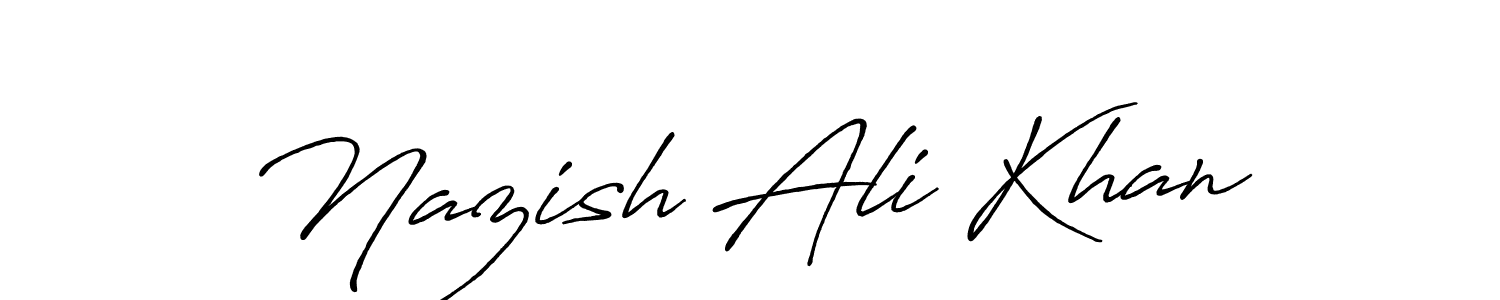 How to make Nazish Ali Khan name signature. Use Antro_Vectra_Bolder style for creating short signs online. This is the latest handwritten sign. Nazish Ali Khan signature style 7 images and pictures png