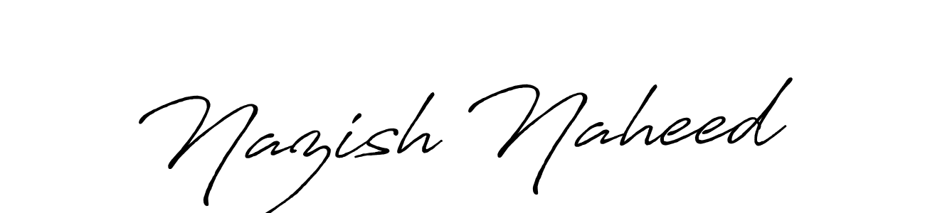 Antro_Vectra_Bolder is a professional signature style that is perfect for those who want to add a touch of class to their signature. It is also a great choice for those who want to make their signature more unique. Get Nazish Naheed name to fancy signature for free. Nazish Naheed signature style 7 images and pictures png