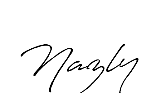 Nazly stylish signature style. Best Handwritten Sign (Antro_Vectra_Bolder) for my name. Handwritten Signature Collection Ideas for my name Nazly. Nazly signature style 7 images and pictures png