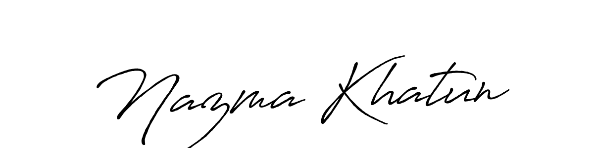 Also You can easily find your signature by using the search form. We will create Nazma Khatun name handwritten signature images for you free of cost using Antro_Vectra_Bolder sign style. Nazma Khatun signature style 7 images and pictures png