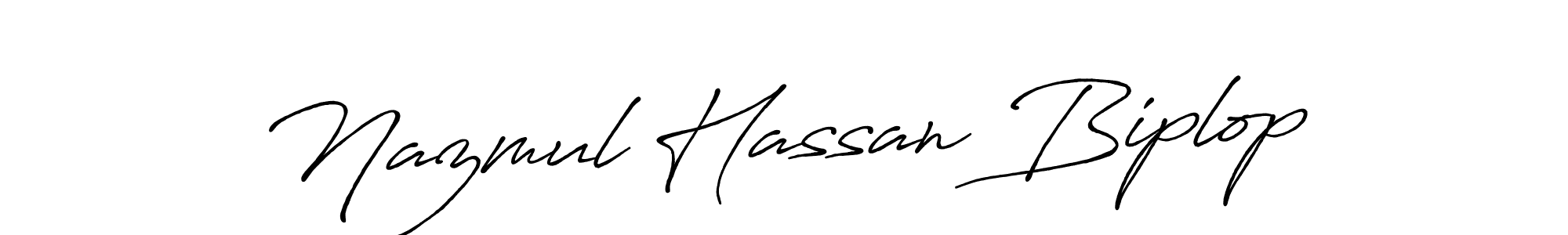 How to make Nazmul Hassan Biplop name signature. Use Antro_Vectra_Bolder style for creating short signs online. This is the latest handwritten sign. Nazmul Hassan Biplop signature style 7 images and pictures png