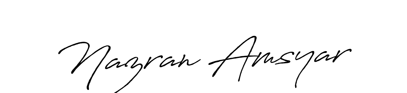 Also we have Nazran Amsyar name is the best signature style. Create professional handwritten signature collection using Antro_Vectra_Bolder autograph style. Nazran Amsyar signature style 7 images and pictures png