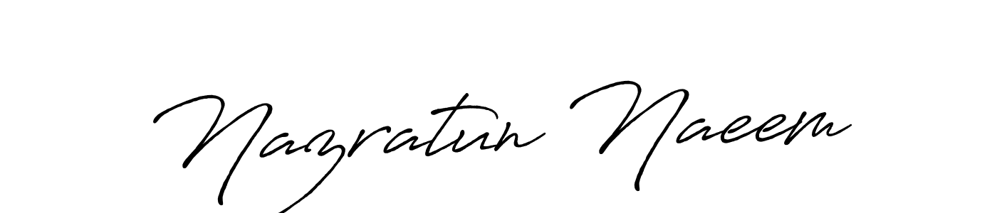 The best way (Antro_Vectra_Bolder) to make a short signature is to pick only two or three words in your name. The name Nazratun Naeem include a total of six letters. For converting this name. Nazratun Naeem signature style 7 images and pictures png