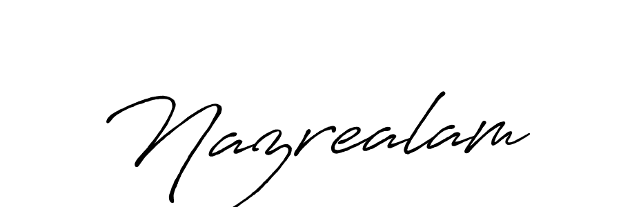 Use a signature maker to create a handwritten signature online. With this signature software, you can design (Antro_Vectra_Bolder) your own signature for name Nazrealam. Nazrealam signature style 7 images and pictures png