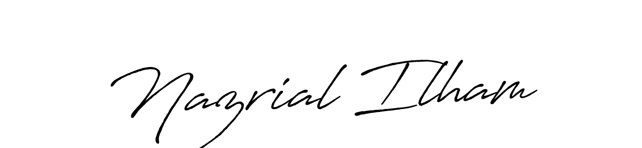 Make a beautiful signature design for name Nazrial Ilham. With this signature (Antro_Vectra_Bolder) style, you can create a handwritten signature for free. Nazrial Ilham signature style 7 images and pictures png