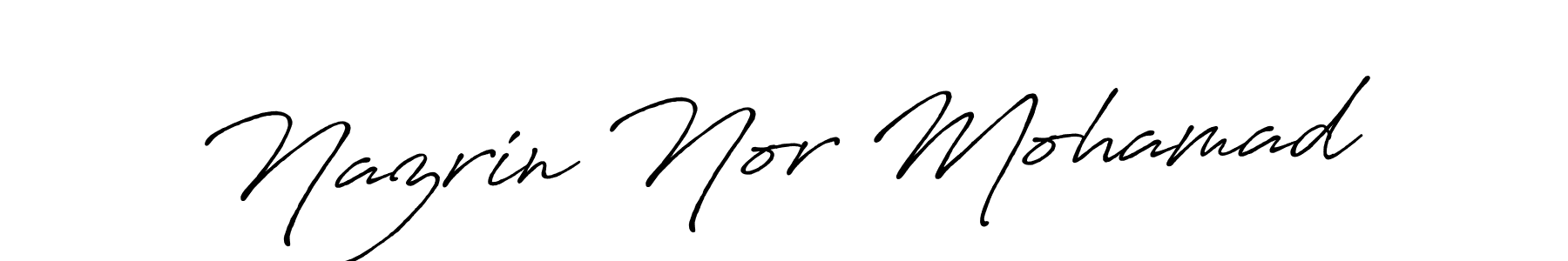 Make a beautiful signature design for name Nazrin Nor Mohamad. With this signature (Antro_Vectra_Bolder) style, you can create a handwritten signature for free. Nazrin Nor Mohamad signature style 7 images and pictures png