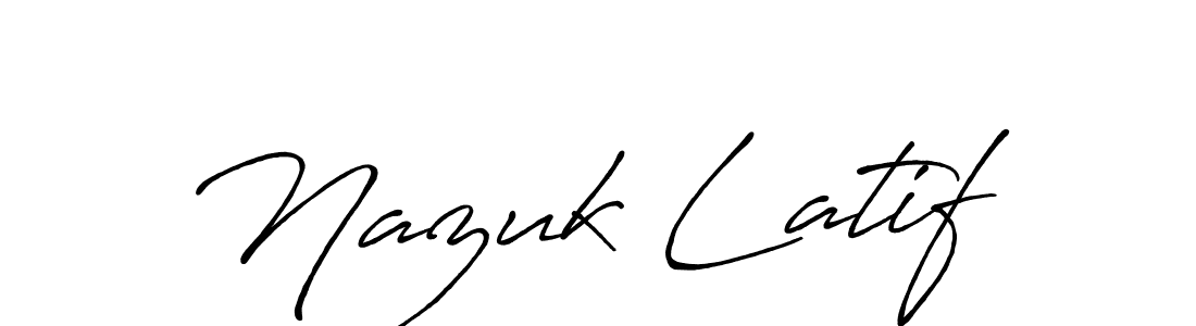 Make a beautiful signature design for name Nazuk Latif. With this signature (Antro_Vectra_Bolder) style, you can create a handwritten signature for free. Nazuk Latif signature style 7 images and pictures png