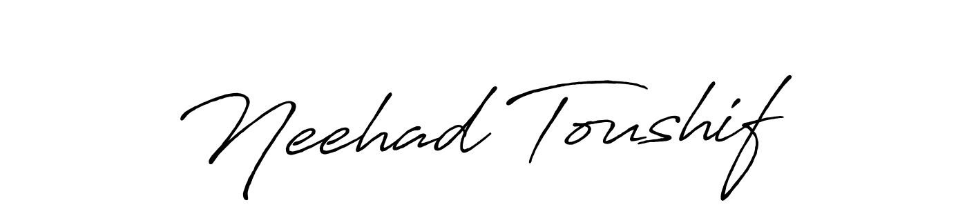 The best way (Antro_Vectra_Bolder) to make a short signature is to pick only two or three words in your name. The name Neehad Toushif include a total of six letters. For converting this name. Neehad Toushif signature style 7 images and pictures png