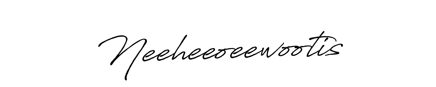 The best way (Antro_Vectra_Bolder) to make a short signature is to pick only two or three words in your name. The name Neeheeoeewootis include a total of six letters. For converting this name. Neeheeoeewootis signature style 7 images and pictures png