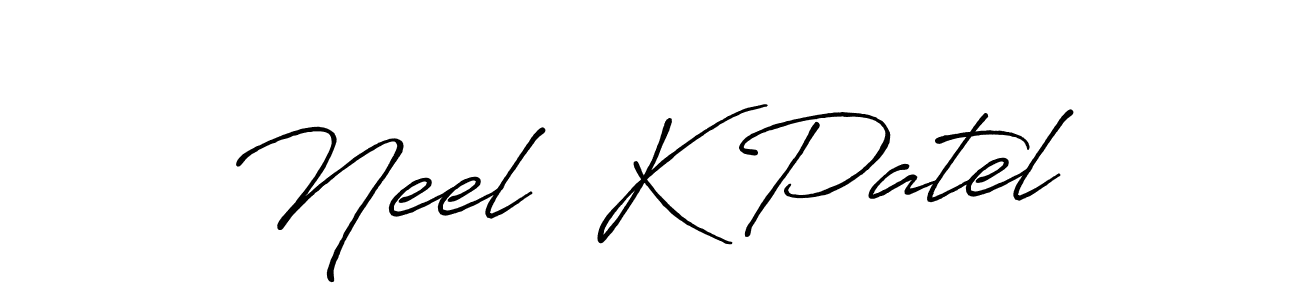 Make a beautiful signature design for name Neel  K Patel. With this signature (Antro_Vectra_Bolder) style, you can create a handwritten signature for free. Neel  K Patel signature style 7 images and pictures png