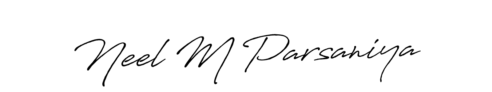 How to make Neel M Parsaniya name signature. Use Antro_Vectra_Bolder style for creating short signs online. This is the latest handwritten sign. Neel M Parsaniya signature style 7 images and pictures png