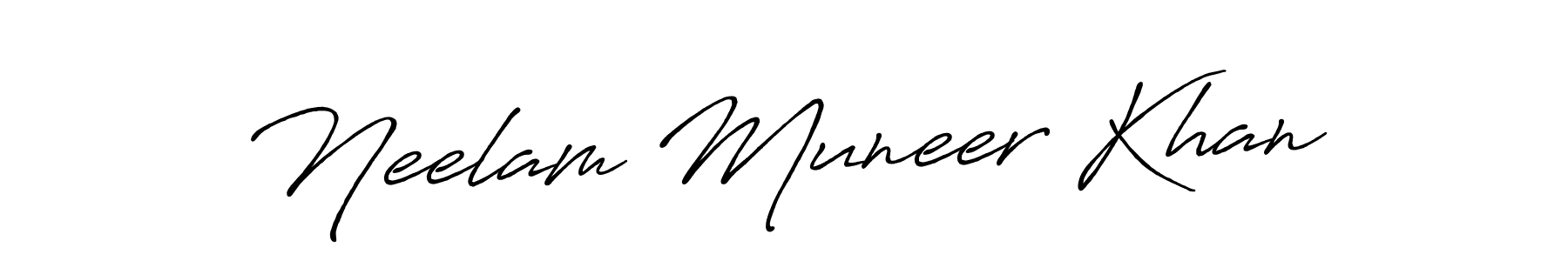 Make a beautiful signature design for name Neelam Muneer Khan. With this signature (Antro_Vectra_Bolder) style, you can create a handwritten signature for free. Neelam Muneer Khan signature style 7 images and pictures png