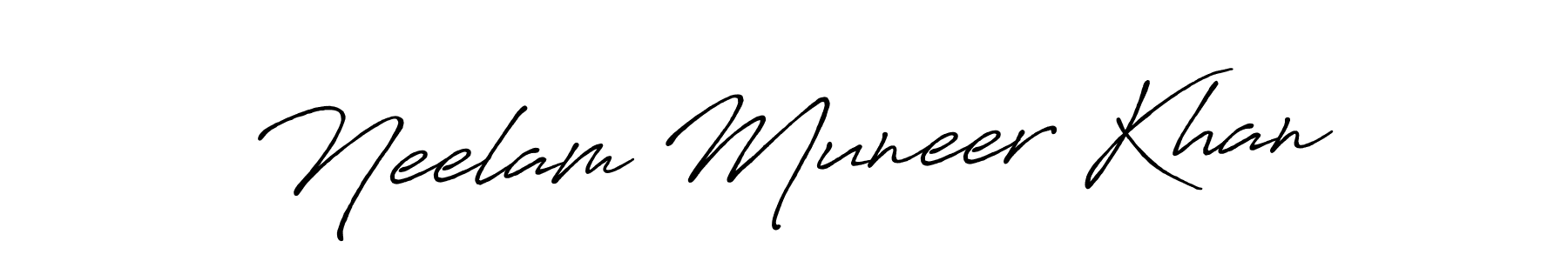 How to make Neelam Muneer Khan name signature. Use Antro_Vectra_Bolder style for creating short signs online. This is the latest handwritten sign. Neelam Muneer Khan signature style 7 images and pictures png