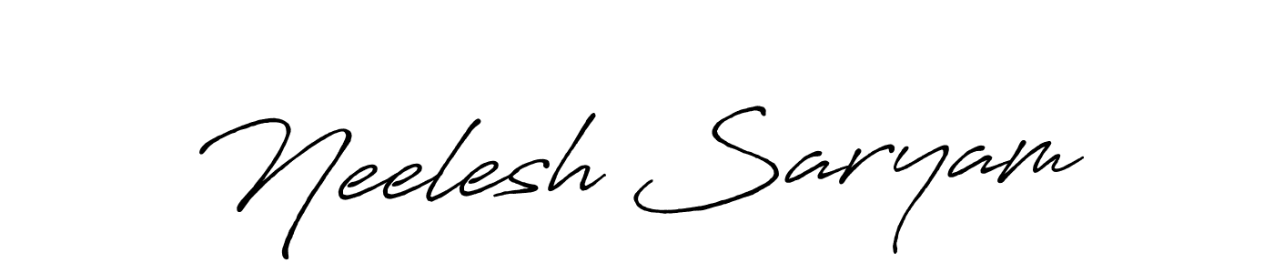 How to make Neelesh Saryam name signature. Use Antro_Vectra_Bolder style for creating short signs online. This is the latest handwritten sign. Neelesh Saryam signature style 7 images and pictures png