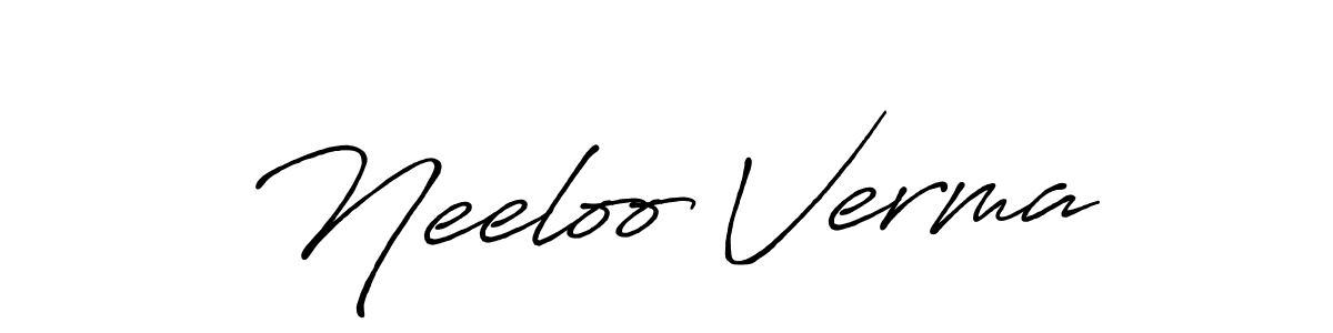 Neeloo Verma stylish signature style. Best Handwritten Sign (Antro_Vectra_Bolder) for my name. Handwritten Signature Collection Ideas for my name Neeloo Verma. Neeloo Verma signature style 7 images and pictures png