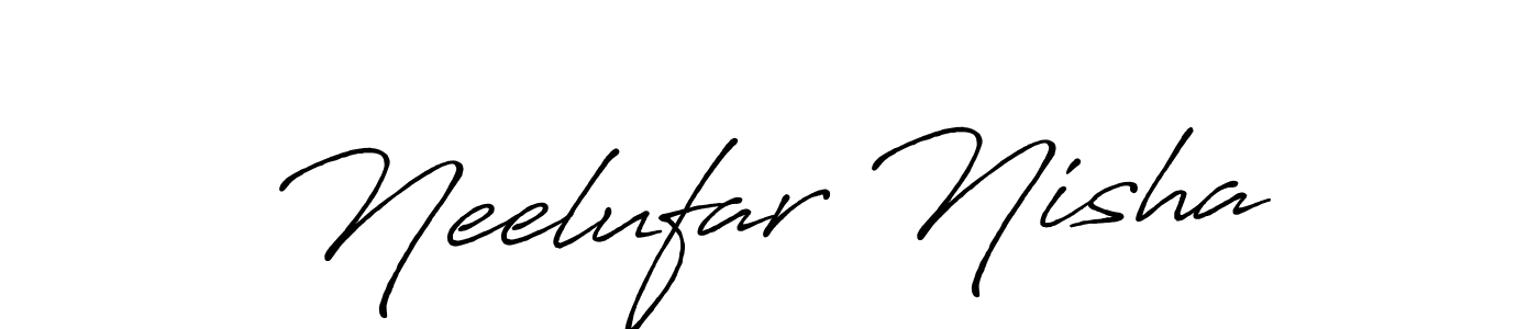 The best way (Antro_Vectra_Bolder) to make a short signature is to pick only two or three words in your name. The name Neelufar Nisha include a total of six letters. For converting this name. Neelufar Nisha signature style 7 images and pictures png