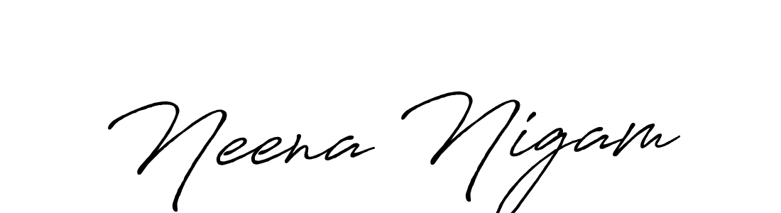 How to make Neena Nigam name signature. Use Antro_Vectra_Bolder style for creating short signs online. This is the latest handwritten sign. Neena Nigam signature style 7 images and pictures png