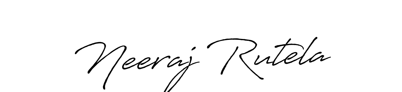 How to make Neeraj Rutela name signature. Use Antro_Vectra_Bolder style for creating short signs online. This is the latest handwritten sign. Neeraj Rutela signature style 7 images and pictures png